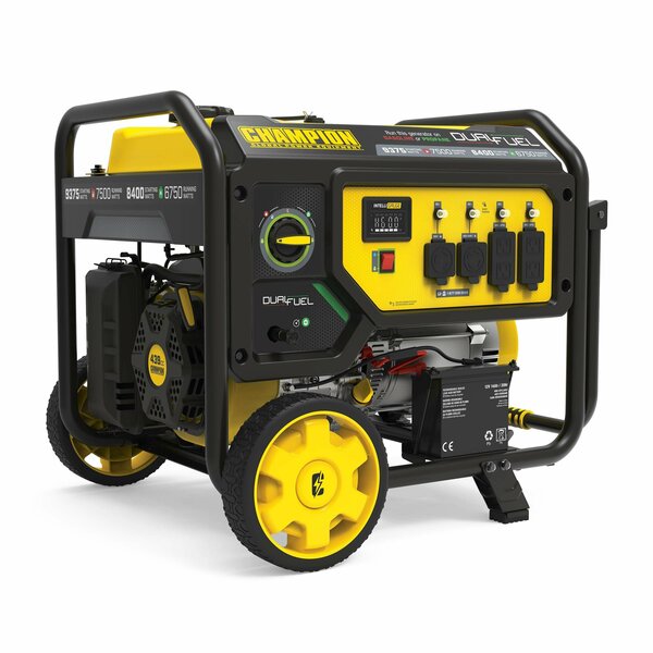 Champion Power Equipment Portable Generator, Gasoline/Propane (LPG), 7,500 W/6,750 W Rated, 9,375 W/8,400 W Surge 201040